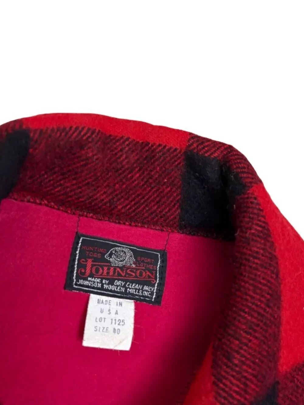 RARE VINTAGE 1950s Johnson Woolen Mills Wool Hunting Jacket Coat Red Mens Medium